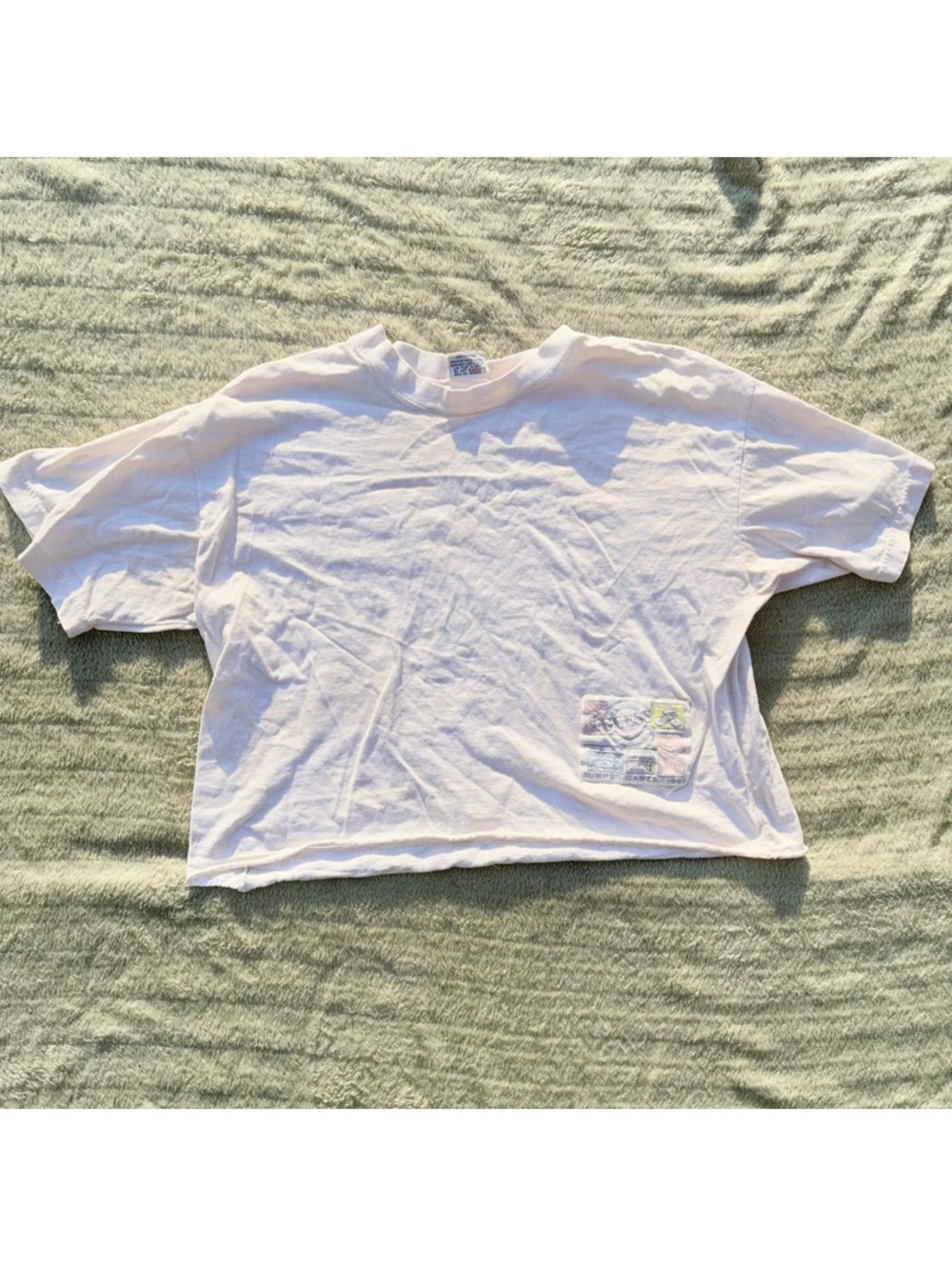 White Cropped Vintage Preppy Guess Summer Games 1988 T-Shirt